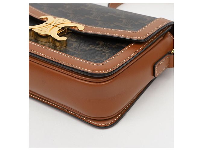 Céline Tin Triope Canvas Schultertasche Tan - Ansicht 7