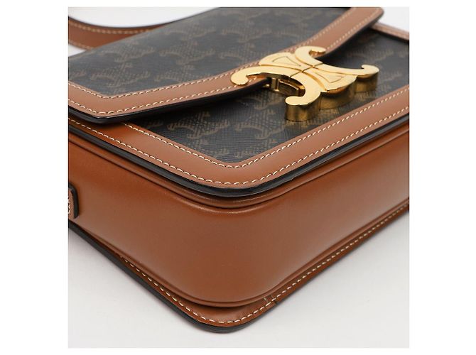 Céline Tin Triope Canvas Schultertasche Tan - Ansicht 9