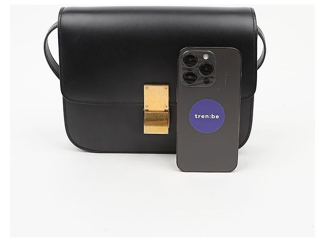 Céline Borsa a tracolla Classic Box Medium in pelle Nero - vista 11