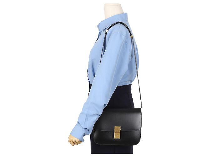 Céline Borsa a tracolla Classic Box Medium in pelle Nero - vista 12