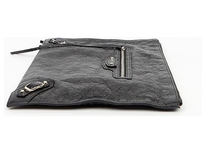 Balenciaga Pochette Classic Motor en cuir noir - vue 3