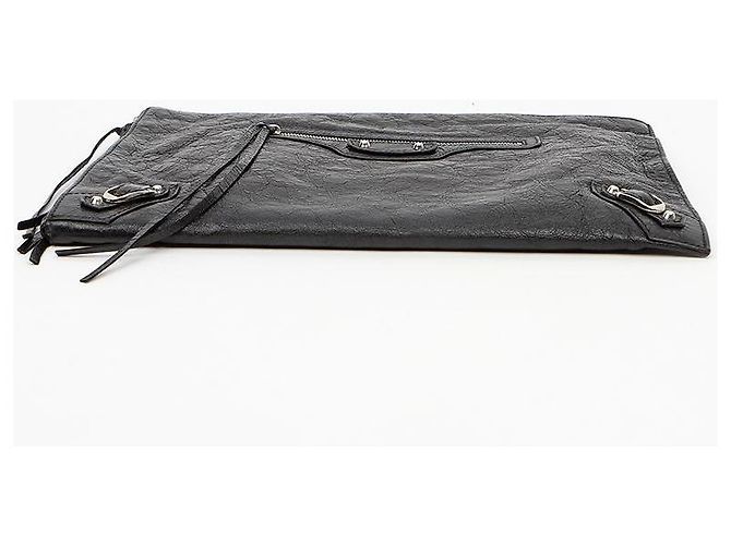 Balenciaga Pochette Classic Motor en cuir noir - vue 4