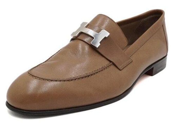 Hermès Mocassini in pelle marrone con logo da uomo - vista 2