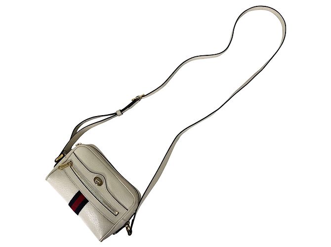 Gucci Borsa a tracolla mini in pelle Ophidia GG Web Stripe White - vista 11