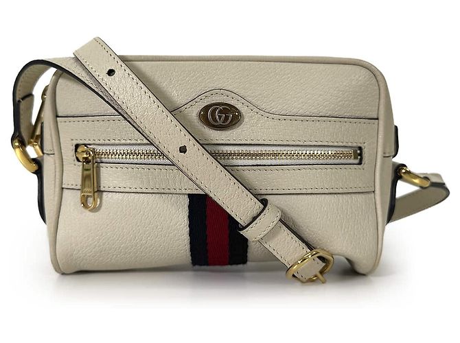 Gucci Borsa a tracolla mini in pelle Ophidia GG Web Stripe White - vista 2