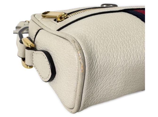 Gucci Borsa a tracolla mini in pelle Ophidia GG Web Stripe White - vista 9