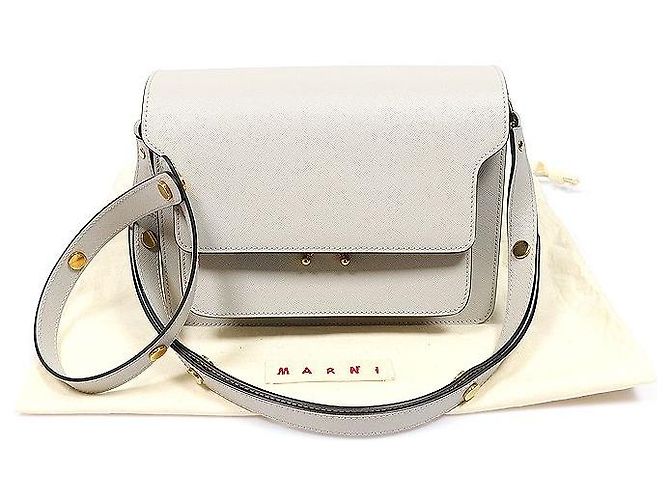 Marni Borsa a tracolla Trunk Medium in Saffiano Grigio - vista 2