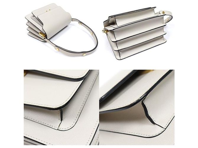 Marni Borsa a tracolla Trunk Medium in Saffiano Grigio - vista 5