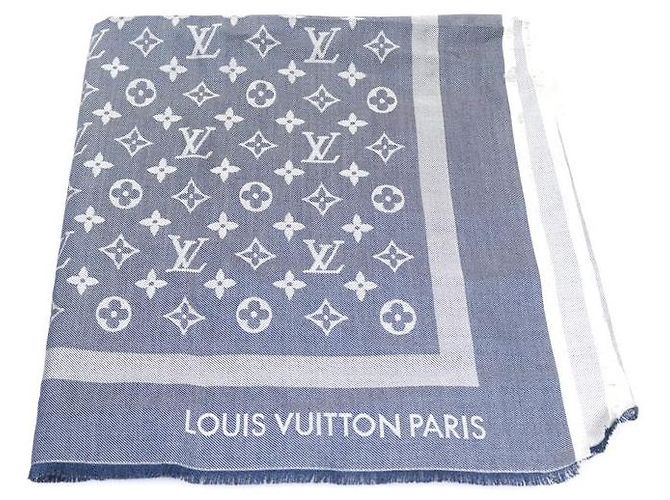 Louis Vuitton Schal aus Seide und Wolle in Dunkelblau Monogram Denim - Ansicht 5