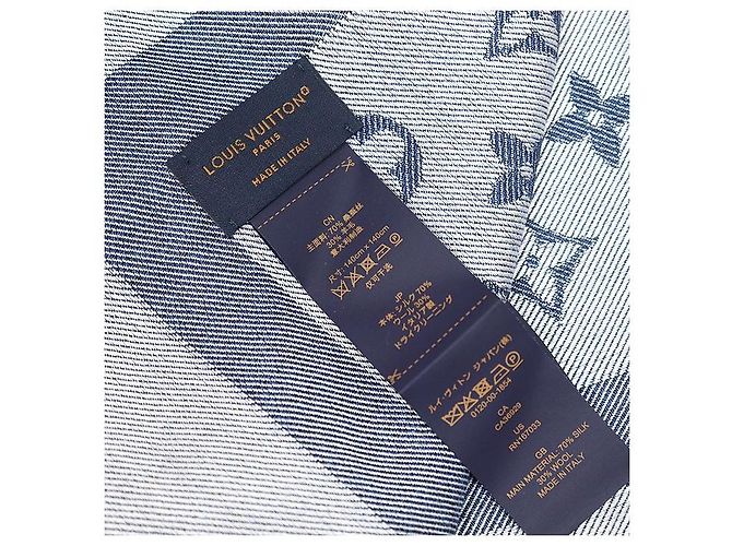 Louis Vuitton Schal aus Seide und Wolle in Dunkelblau Monogram Denim - Ansicht 7