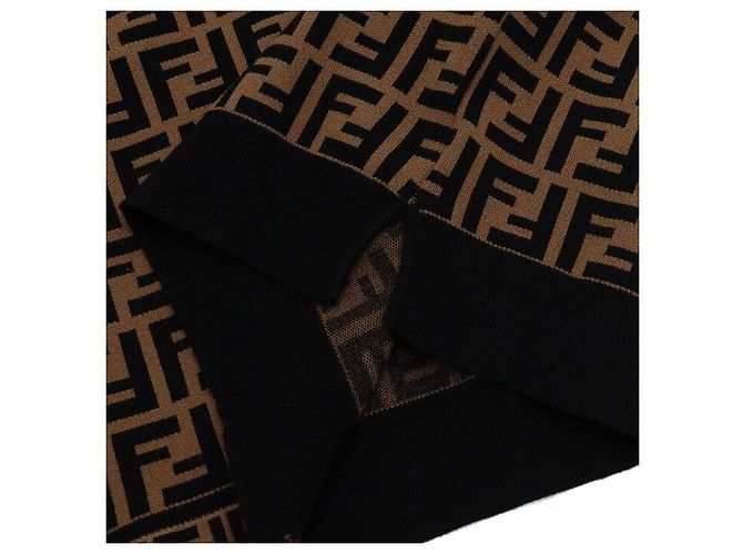 Fendi Klassischer Kurzarm-Strickpullover für Damen aus Wollmischung in Braun mit FF-Logo - vista 6