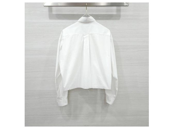 Miu Miu Chemise en popeline blanche à ourlet bas et logo brodé - vue 2