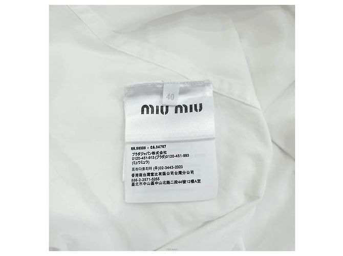 Miu Miu Chemise en popeline blanche à ourlet bas et logo brodé - vue 6