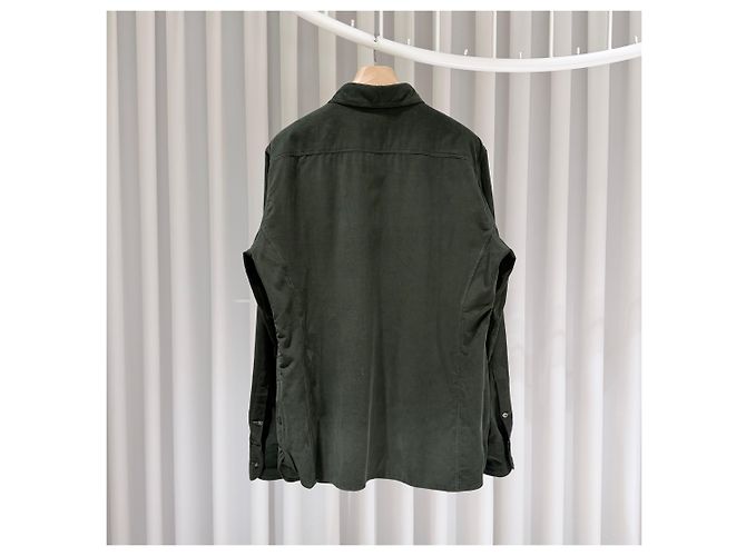 Tom Ford Camisa de algodão com colarinho e bolso Khaki - vista 5