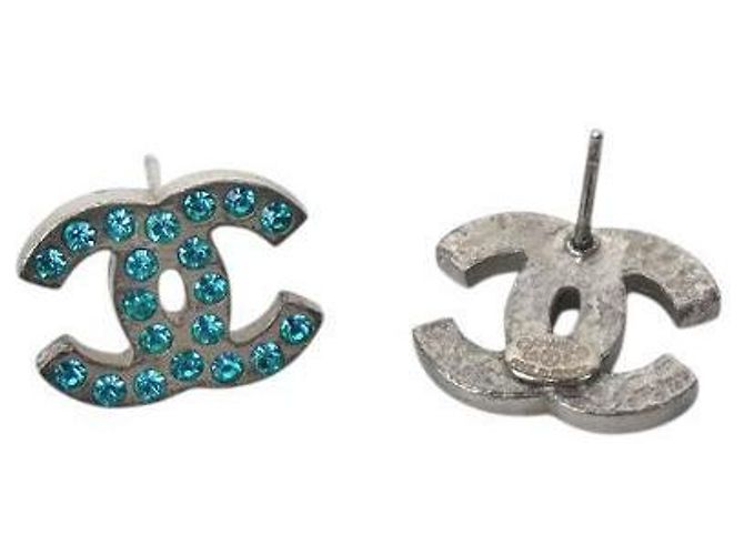 Chanel Pendientes Blue Cubic CC Silver - vista 4