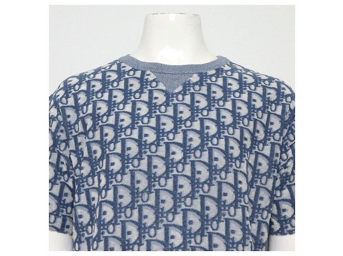 Dior Blue Oblique Kurzarm-Strickpullover für Herren, Relaxed Fit, aus Terry-Baumwolle - Ansicht 2