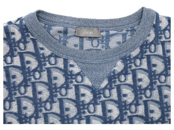 Dior Blue Oblique Kurzarm-Strickpullover für Herren, Relaxed Fit, aus Terry-Baumwolle - Ansicht 5
