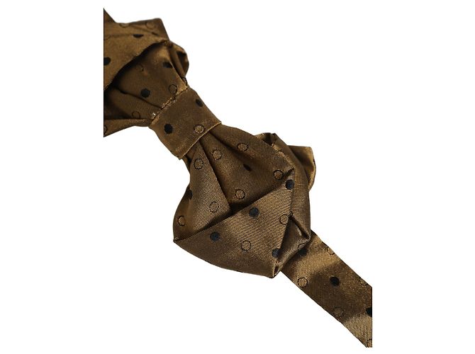 Dolce & Gabbana Papillon regolabile in seta a pois marroni da uomo - vista 3