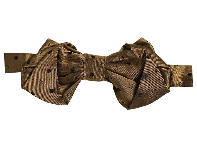 Dolce & Gabbana Papillon regolabile in seta a pois marroni da uomo - vista 4