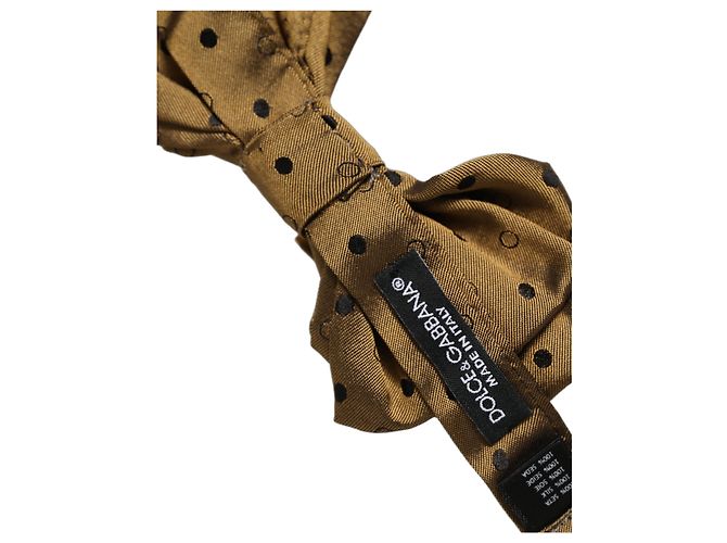 Dolce & Gabbana Papillon regolabile in seta a pois marroni da uomo - vista 5