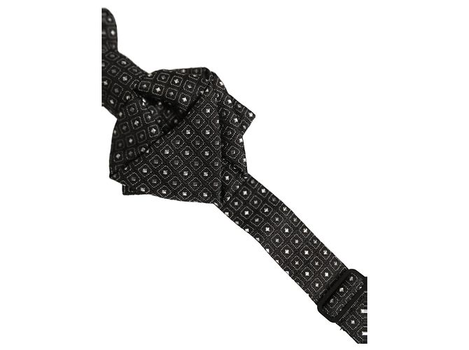 Dolce & Gabbana Papillon regolabile in seta a pois grigio scuro da uomo - vista 3