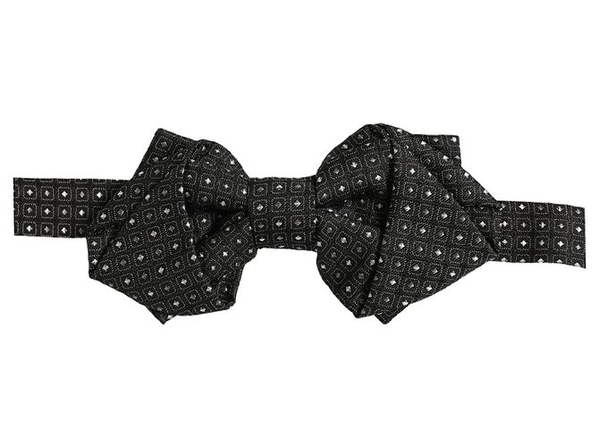 Dolce & Gabbana Papillon regolabile in seta a pois grigio scuro da uomo - vista 4