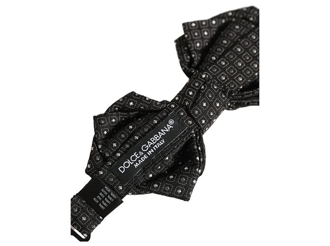 Dolce & Gabbana Papillon regolabile in seta a pois grigio scuro da uomo - vista 5
