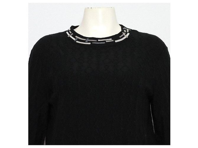 Hermès Strickpullover aus Woll-Kaschmir-Mischung mit Ausschnitt-Detail Black - Ansicht 2