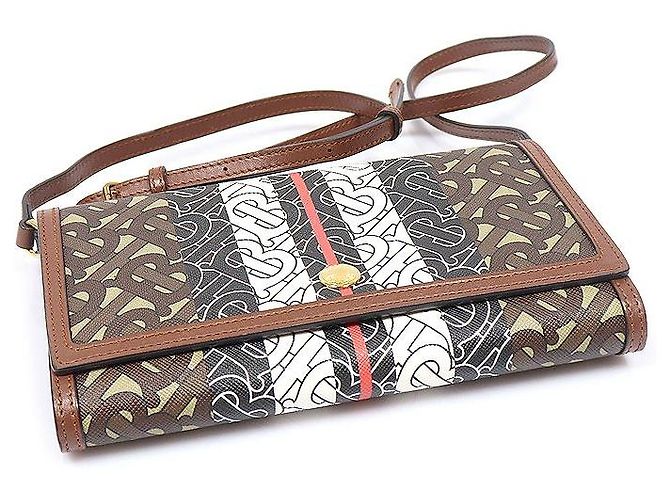 Burberry Bolsa Tiracolo Monogram Stripe E-Canvas - vista 4