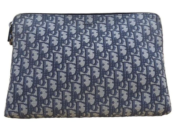 Dior Pochette piatta Oblique Jacquard con tracolla Blu - vista 2