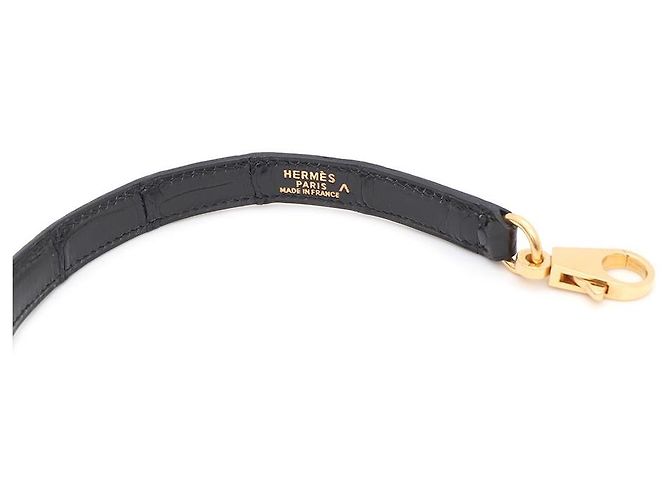 Tracolla Hermès Kelly in pelle nera - vista 3