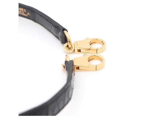 Tracolla Hermès Kelly in pelle nera - vista 4