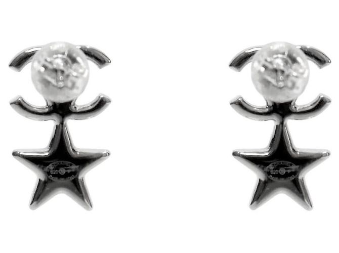 Chanel Brincos Cubic Star CC Silver - vista 3