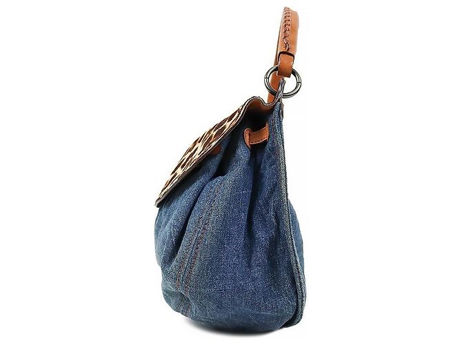 Bolso 2WAY Miu Miu de denim estampado leopardo azul marino - vue 2