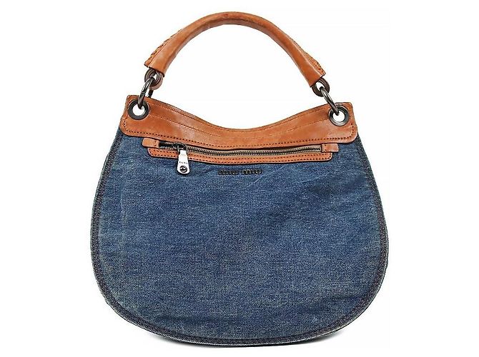 Bolso 2WAY Miu Miu de denim estampado leopardo azul marino - vue 3