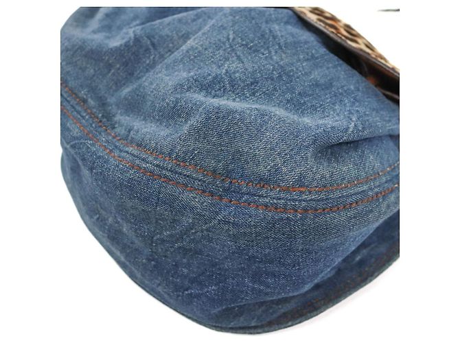 Bolso 2WAY Miu Miu de denim estampado leopardo azul marino - vue 5