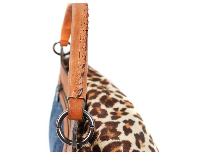 Bolso 2WAY Miu Miu de denim estampado leopardo azul marino - vue 7