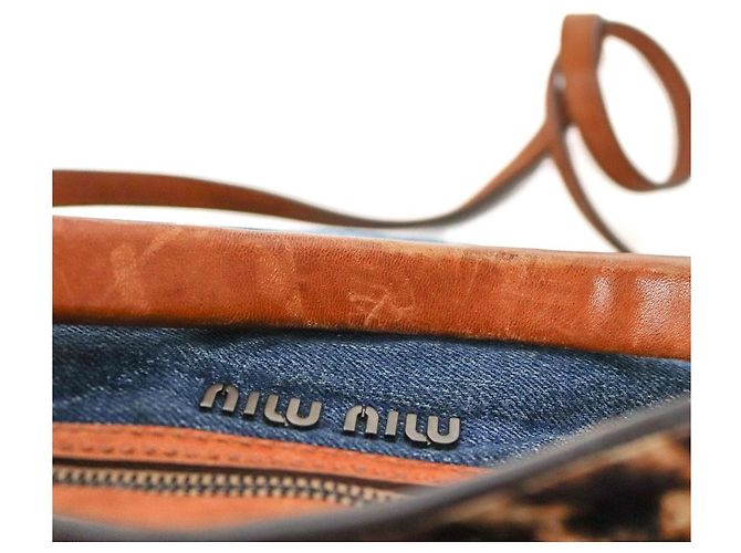 Bolso 2WAY Miu Miu de denim estampado leopardo azul marino - vue 9