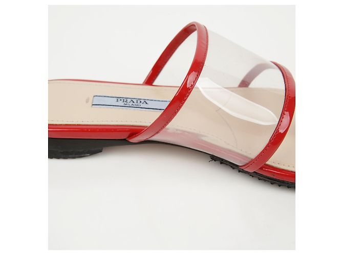 Prada Lackierte transparente Sandalen Rot - Ansicht 10
