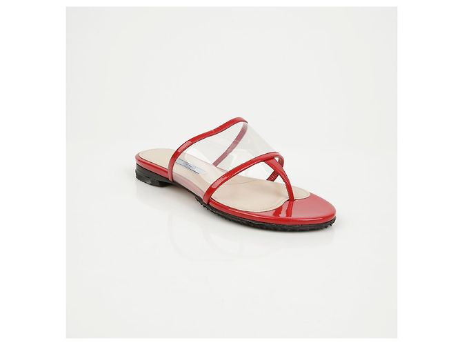 Prada Lackierte transparente Sandalen Rot - Ansicht 2