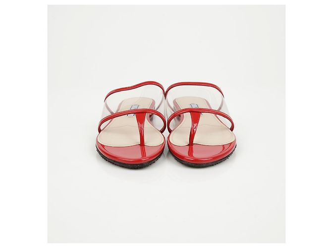 Prada Lackierte transparente Sandalen Rot - Ansicht 4