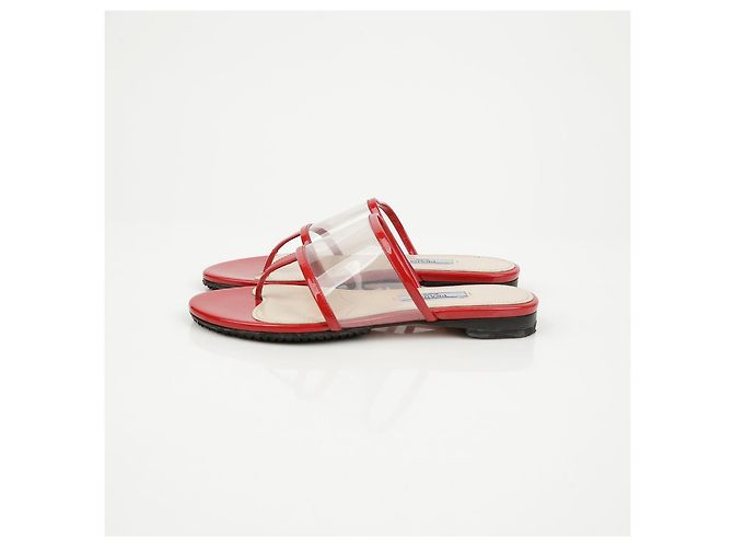 Prada Lackierte transparente Sandalen Rot - Ansicht 6