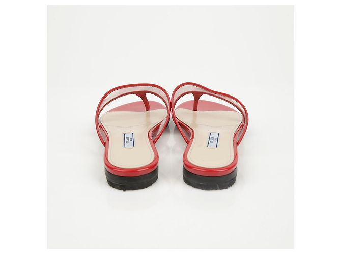 Prada Lackierte transparente Sandalen Rot - Ansicht 7