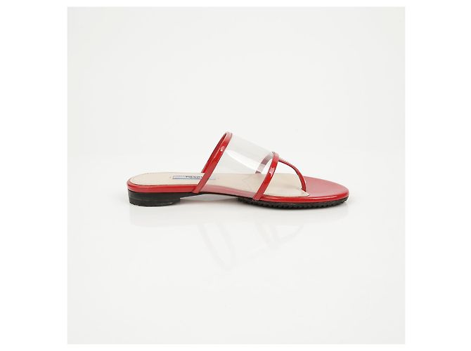 Prada Lackierte transparente Sandalen Rot - Ansicht 9