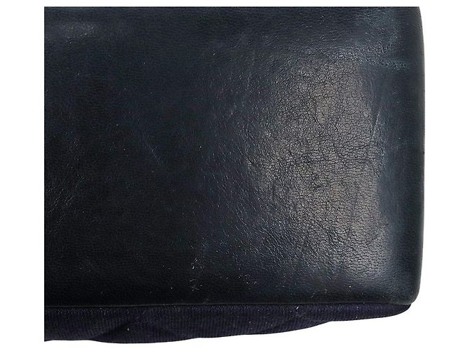 Chanel Borsa a tracolla trapuntata in tessuto blu navy con catena - vista 7