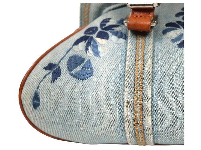 Dior Borsa a tracolla Denim Flower Logo - vista 7