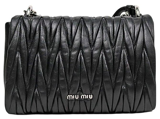 Miu Miu Borsa a tracolla matelassé nera con catena - vista 3