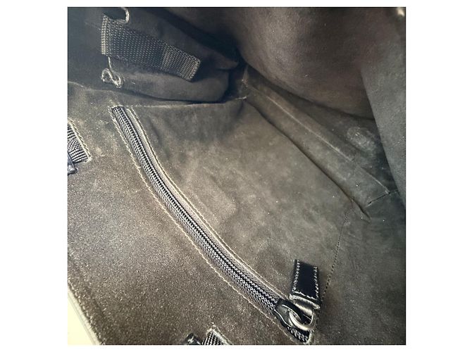 Prada Borsa Tote in pelle con logo impresso Nero - vista 14