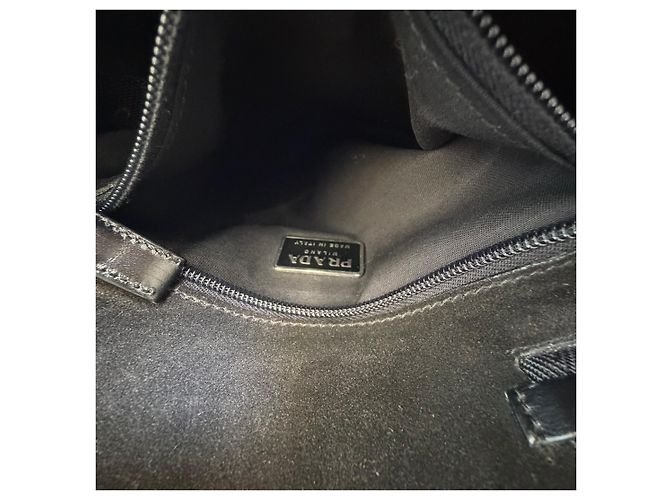 Prada Borsa Tote in pelle con logo impresso Nero - vista 15