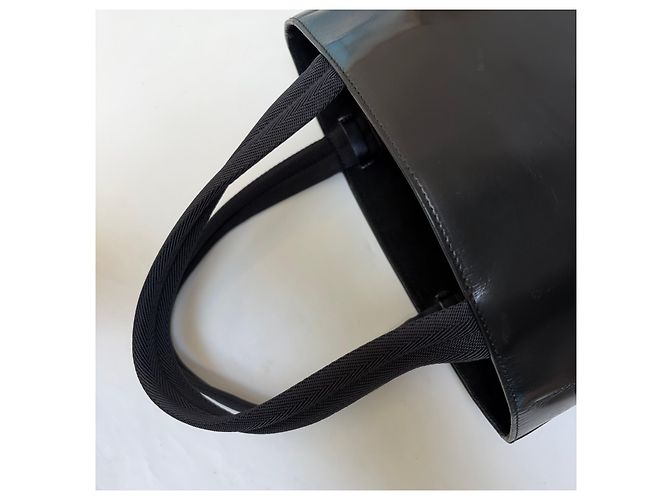 Prada Borsa Tote in pelle con logo impresso Nero - vista 8